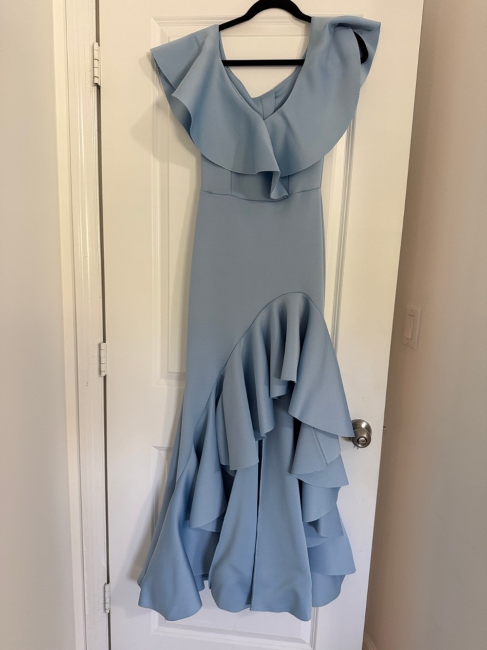 Light Blue Ruffle Mermaid Maxi Dress